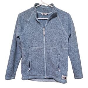 The North Face Light Blue Fleece Jacket Crescent Full Zip Pockets Girls Sz L